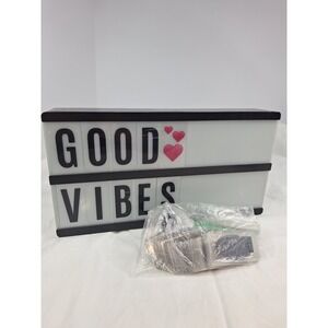 Cinema Light Box Sign Marquee with Letters and Hearts Black White 12 Inch